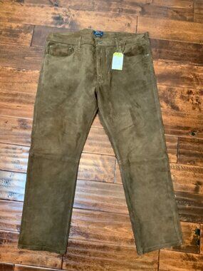 Polo Ralph Lauren Men's Brown Suede Leather Pants, Size 40